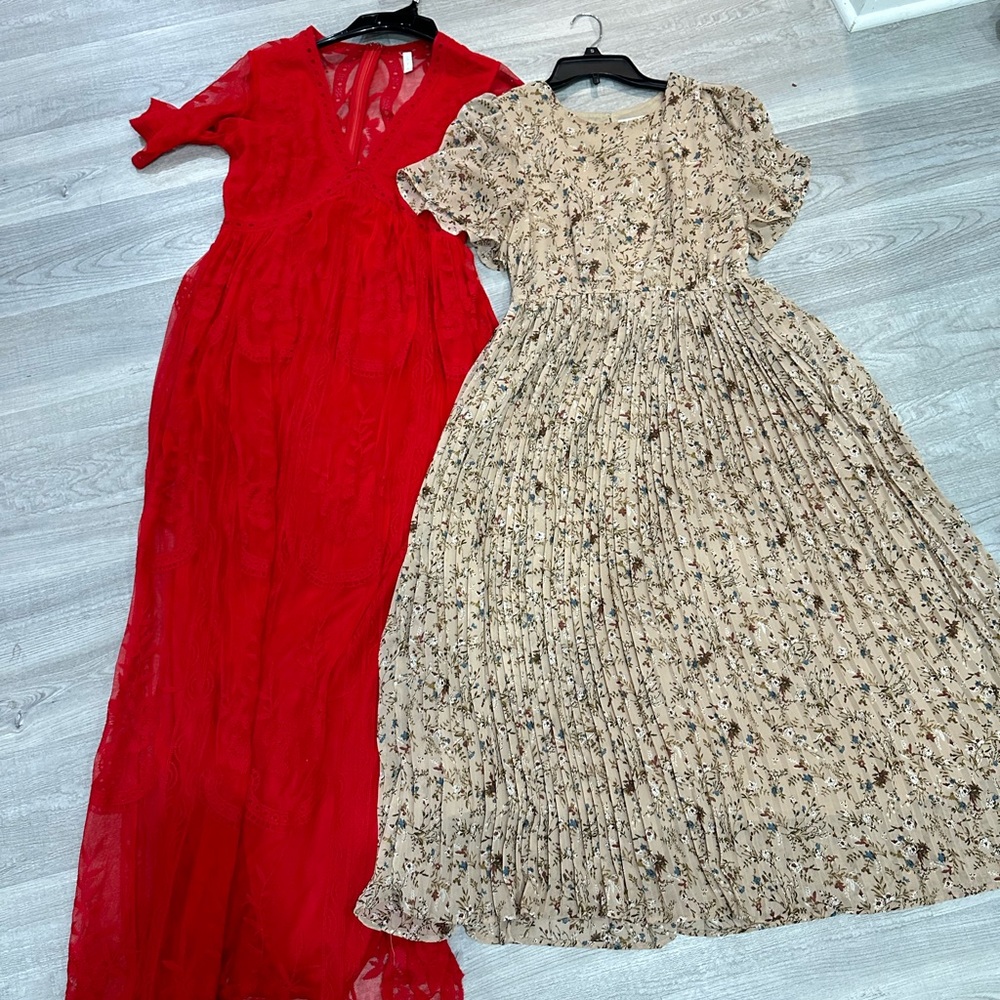 Maternity Red and Floral Maxi Dresses